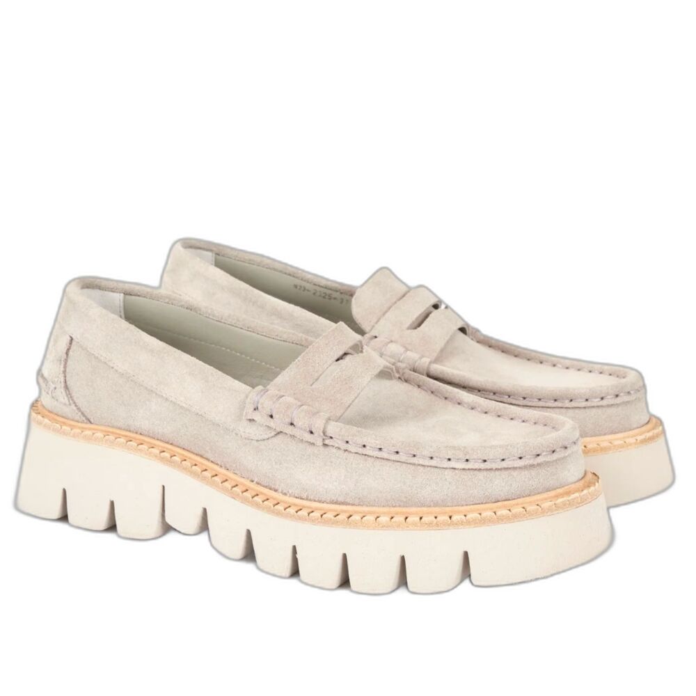 Pedro García Sebas Suede Lug Sole Loafers Pumice Castoro Gray Taupe Size 7.5